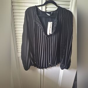 Zara Elegant Black Pleated Blouse